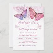 Butterfly Kisses und Birthday Wwünscht Party Einladung (Vorderseite)