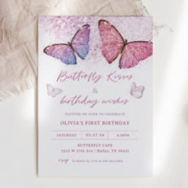 Butterfly Kisses und Birthday Wwünscht Party Einladung