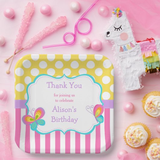 Butterfly Kisses und Birthday Wwünscht Party Pappteller (Party)