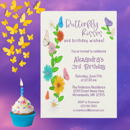 Butterfly Kisses und Geburtstagswünsche Geburtstag Einladung