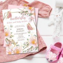 Butterfly Kisses und wünscht Pink Girl Baby Dusche