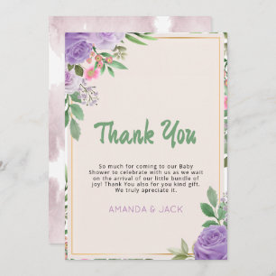 Butterfly Kisses Violet Blume Babydusche Dankeskarte