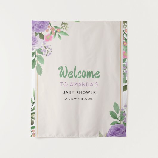 Butterfly Kisses Violet Blume Babydusche Wandteppich (Vorderseite)