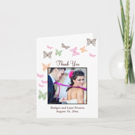 Butterfly Kisses Wedding Danke-Card Dankeskarte (Vorderseite)