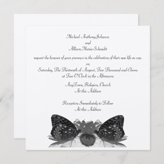 Butterfly Kisses/ Wedding Einladung (Vorne/Hinten)