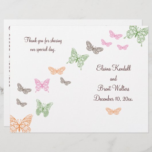 Butterfly Kisses Wedding Program (Vorne/Hinten)
