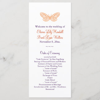Butterfly Kisses Wedding Program (Orange & lila) Programm