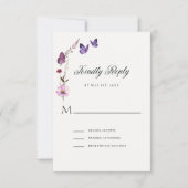 Butterfly Kisses Wild Lila Baby Girl Dusche UAWG RSVP Karte (Vorderseite)