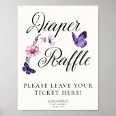 Butterfly Kisses Wild Lila Baby Shower Raffle Poster (Vorne)