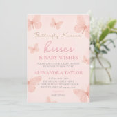 Butterfly Kisses Wishes gender neutral baby shower Einladung (Stehend Vorderseite)