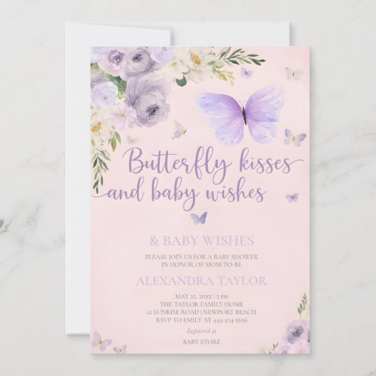 Butterfly Kisses Wishes spring summer fall winter Einladung (Vorderseite)