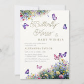 Butterfly Kisses wünscht Wildblumen Babydusche Einladung (Vorderseite)