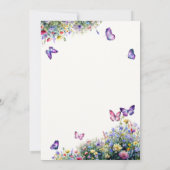 Butterfly Kisses wünscht Wildblumen Babydusche Einladung (Rückseite)