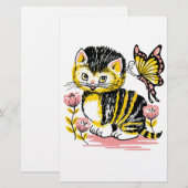 Butterfly & Kitten Briefpapier (Vorne/Hinten)