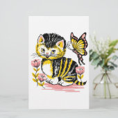 Butterfly & Kitten Briefpapier (Stehend Vorderseite)