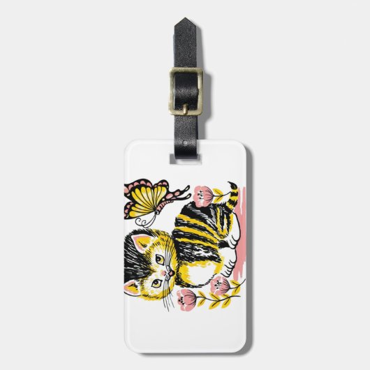 Butterfly & Kitten Gepäckanhänger (Vorderseite vertikal)