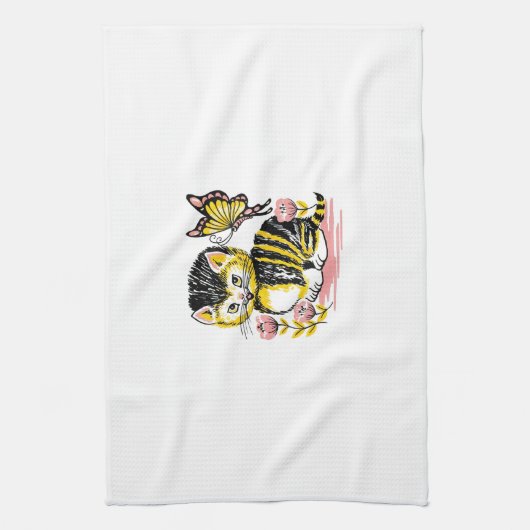 Butterfly & Kitten Handtuch (Vertikal)