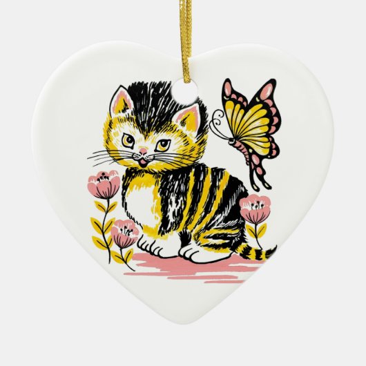 Butterfly & Kitten Keramik Ornament (Vorne)
