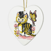 Butterfly & Kitten Keramik Ornament (Links)