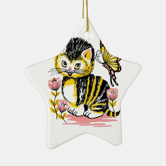 Butterfly & Kitten Keramikornament (Rechts)