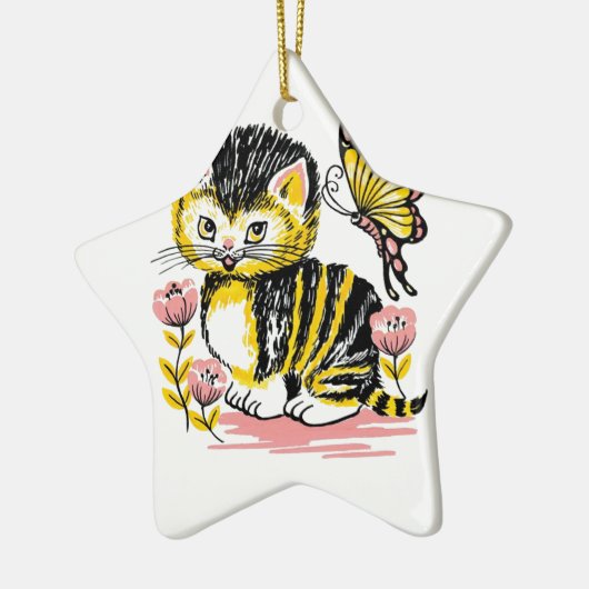 Butterfly & Kitten Keramikornament (Links)