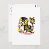 Butterfly & Kitten Postkarte (Vorne/Hinten)