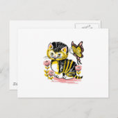 Butterfly & Kitten Postkarte (Vorne/Hinten)