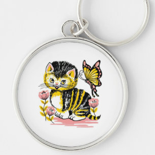 Butterfly & Kitten Schlüsselanhänger