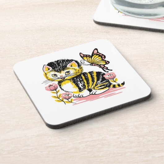 Butterfly & Kitten Untersetzer (Linke Seite)