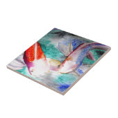 Butterfly Koi Aquarell Japanische Fischkunst Fliese (Seite)