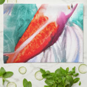 Butterfly Koi Aquarell Japanische Fischkunst Geschirrtuch (Gefaltet)