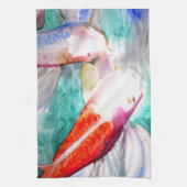 Butterfly Koi Aquarell Japanische Fischkunst Geschirrtuch (Vertikal)