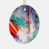 Butterfly Koi Aquarell Japanische Fischkunst Keramik Ornament (Rechts)