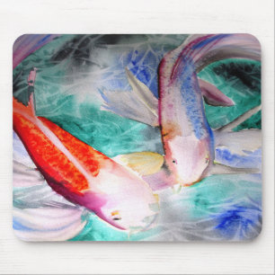 Butterfly Koi Aquarell Japanische Fischkunst Mousepad