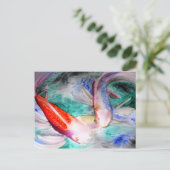 Butterfly Koi Aquarell Japanische Fischkunst Postkarte (Stehend Vorderseite)