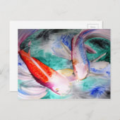 Butterfly Koi Aquarell Japanische Fischkunst Postkarte (Vorne/Hinten)
