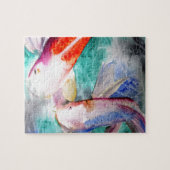 Butterfly Koi Aquarell Japanische Fischkunst Puzzle (Horizontal)