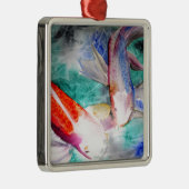 Butterfly Koi Aquarell Japanische Fischkunst Silbernes Ornament (Rechts)