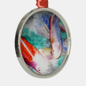 Butterfly Koi Aquarell Japanische Fischkunst Silbernes Ornament (Rechts)