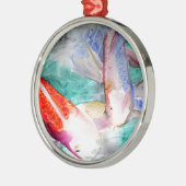 Butterfly Koi Aquarell Japanische Fischkunst Silbernes Ornament (Links)