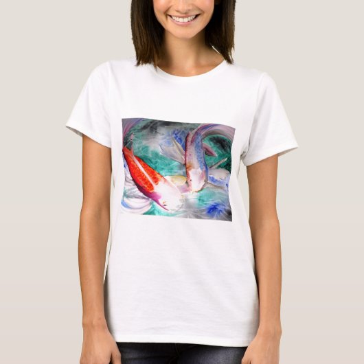 Butterfly Koi Aquarell Japanische Fischkunst T-Shirt (Vorderseite)