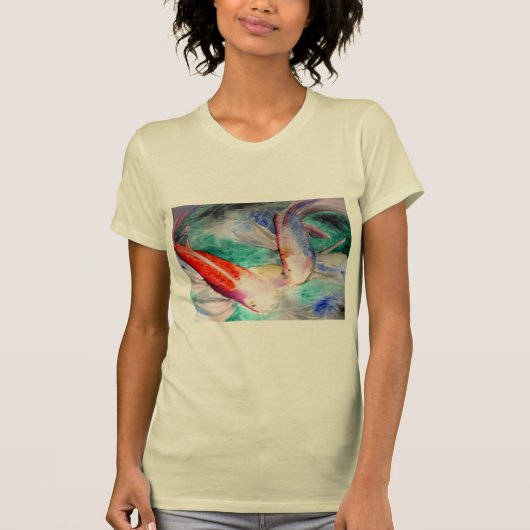 Butterfly Koi Aquarell Japanische Fischkunst T-Shirt (Vorderseite)