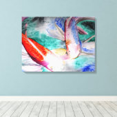 Butterfly Koi Aquarellmalerei Japanische Kunst Leinwanddruck (Insitu (Holzboden))
