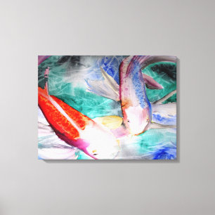 Butterfly Koi Aquarellmalerei Japanische Kunst Leinwanddruck