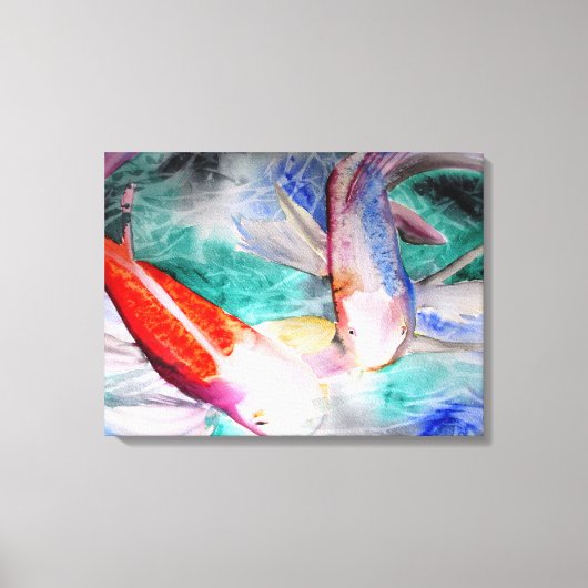 Butterfly Koi Aquarellmalerei Japanische Kunst Leinwanddruck (Vorderseite)