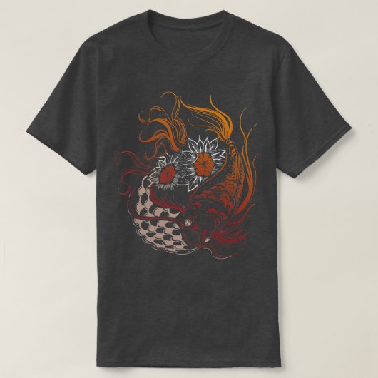 Butterfly Koi Yin Yang Art on A Koi Pond T-Shirt (Design vorne)