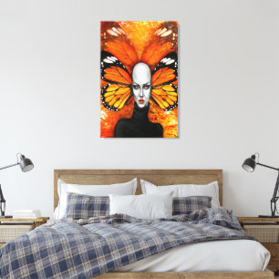 Butterfly Lady Canvas Print - Malerei Leinwanddruck
