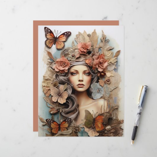 Butterfly Lady mit Blume Art Page (Vorderseite/Rückseite Beispiel)