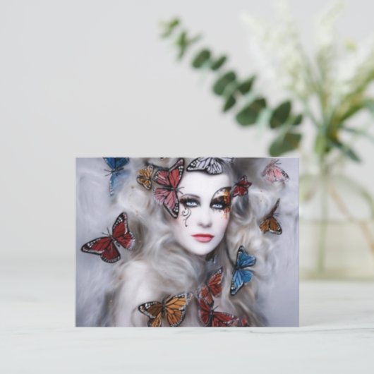 Butterfly Lady Postkarte (Stehend Vorderseite)