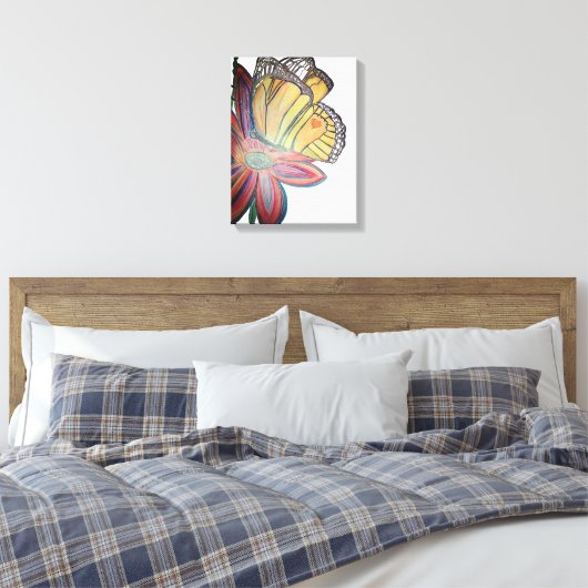 Butterfly landing on flower beautiful leinwanddruck (Insitu (Schlafzimmer))